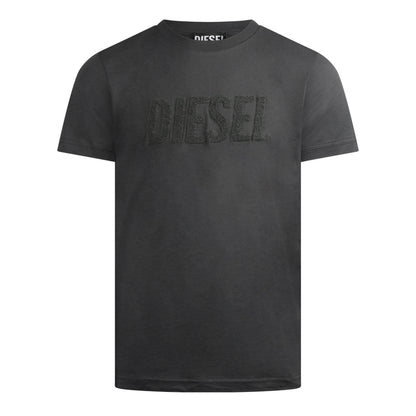 Grey - Front - Diesel Mens T Diegor Big Logo T-Shirt