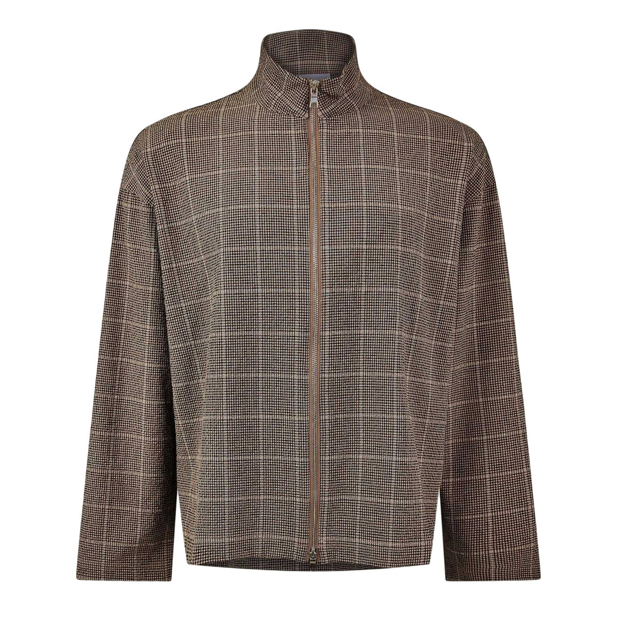 Brown - Front - MKI MIYUKI ZOKU Mens Checked Overshirt