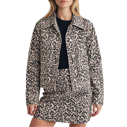 Brown - Front - Nobody´s Child Womens-Ladies Frankie Leopard Print Denim Jacket
