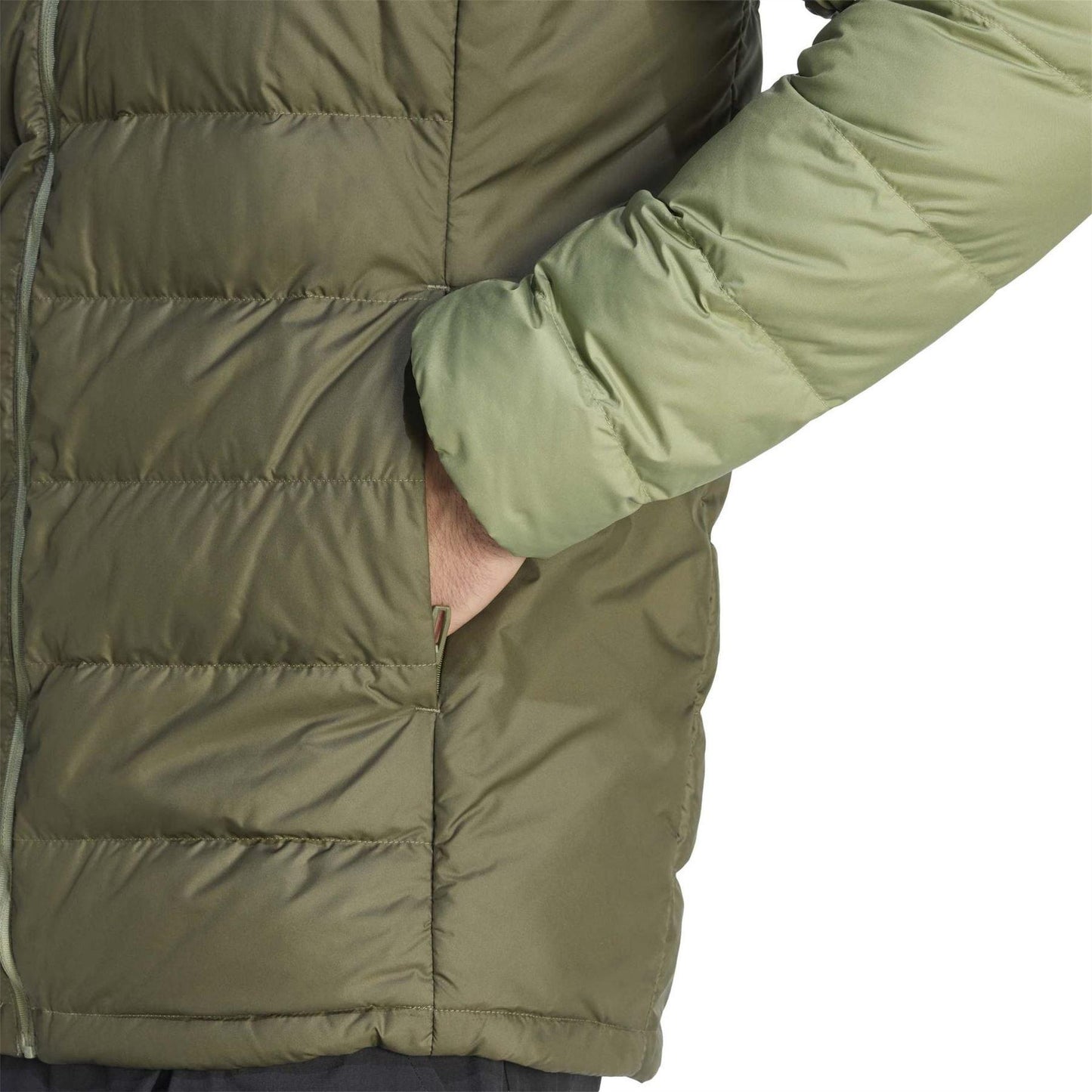 Olive Strata-Evergreen - Side - Adidas Mens Mt Down Hooded Jacket