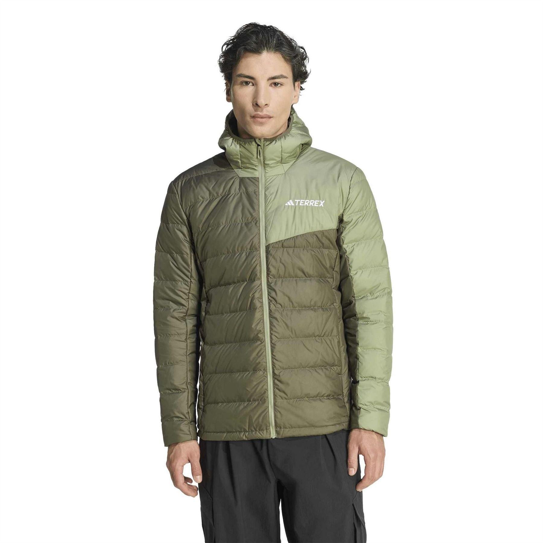 Olive Strata-Evergreen - Pack Shot - Adidas Mens Mt Down Hooded Jacket