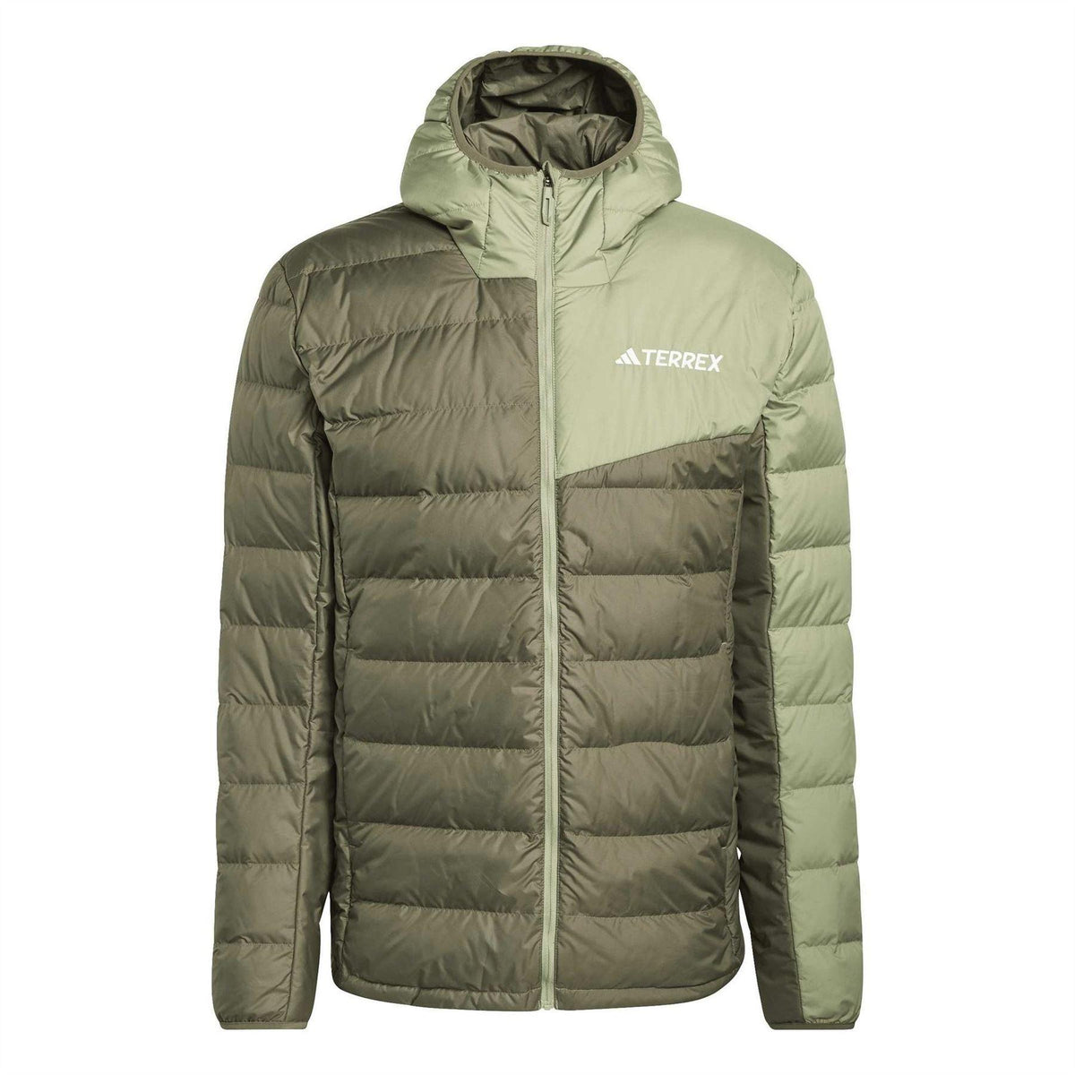 Olive Strata-Evergreen - Front - Adidas Mens Mt Down Hooded Jacket