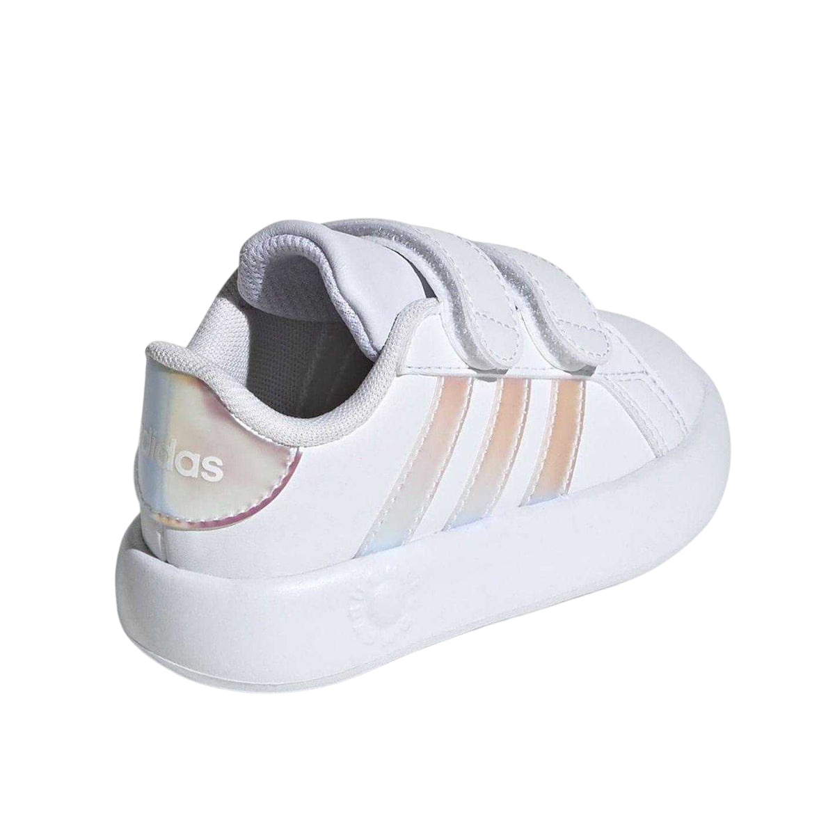 White-Iridescent - Back - Adidas Baby Girls Grand Court 2.0 3 Stripes Trainers