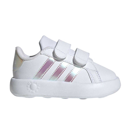 White-Iridescent - Front - Adidas Baby Girls Grand Court 2.0 3 Stripes Trainers