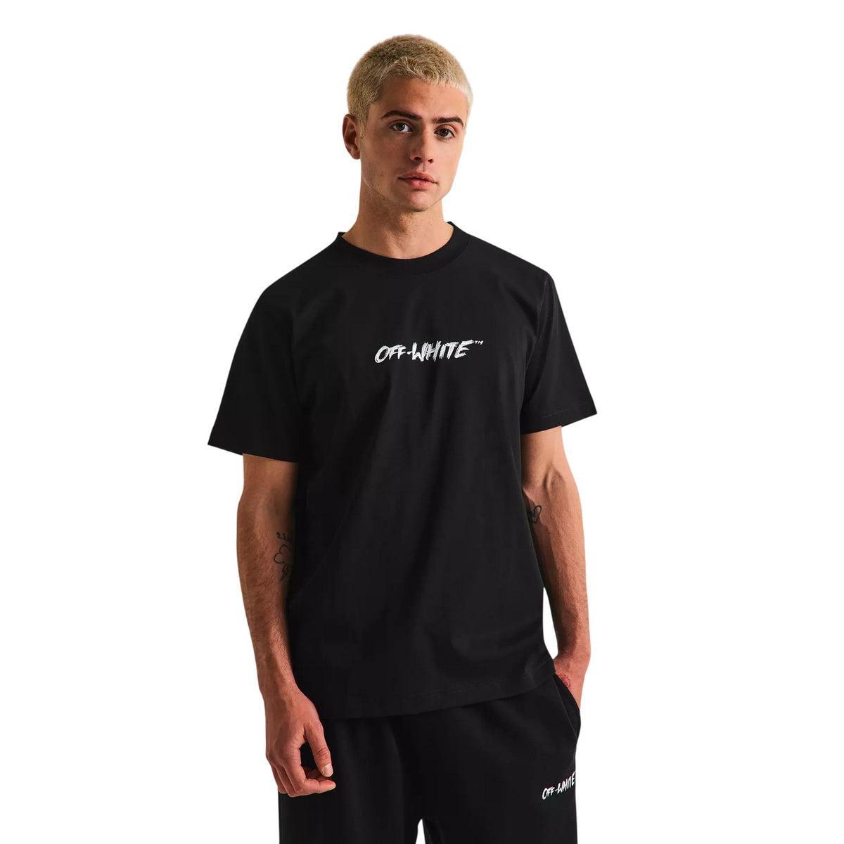 Black - Side - Off White Mens Logo Slim T-Shirt