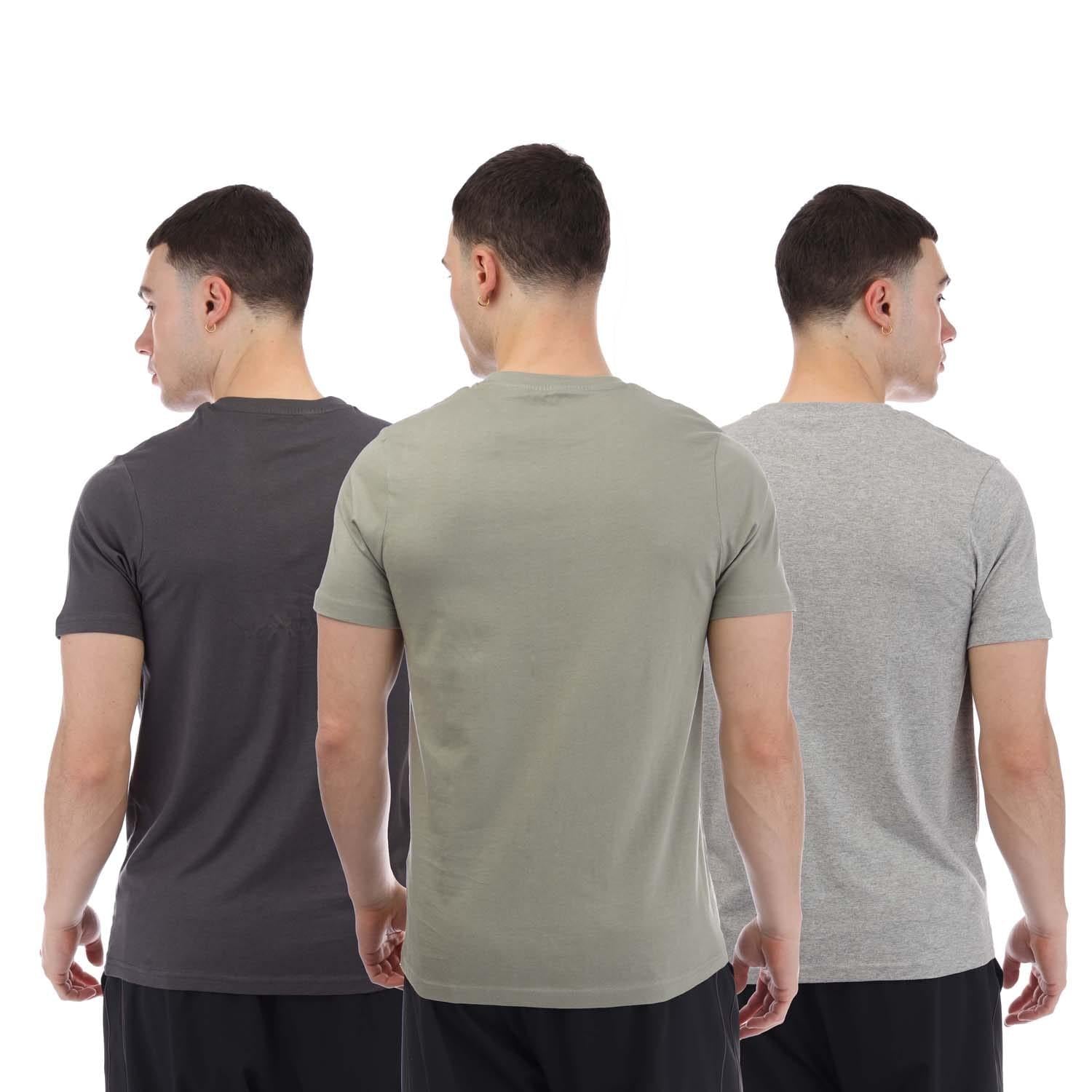 Charcoal-Light Grey-Olive Green - Back - Nicce Mens Petras T-Shirt (Pack of 3)