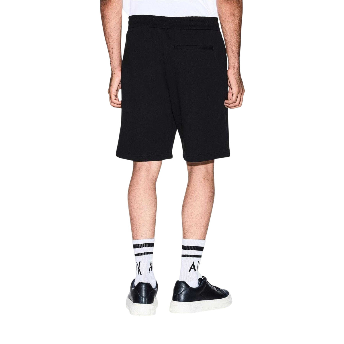 Black - Back - Armani Exchange Mens Fleece Relaxed Fit Sweat Shorts
