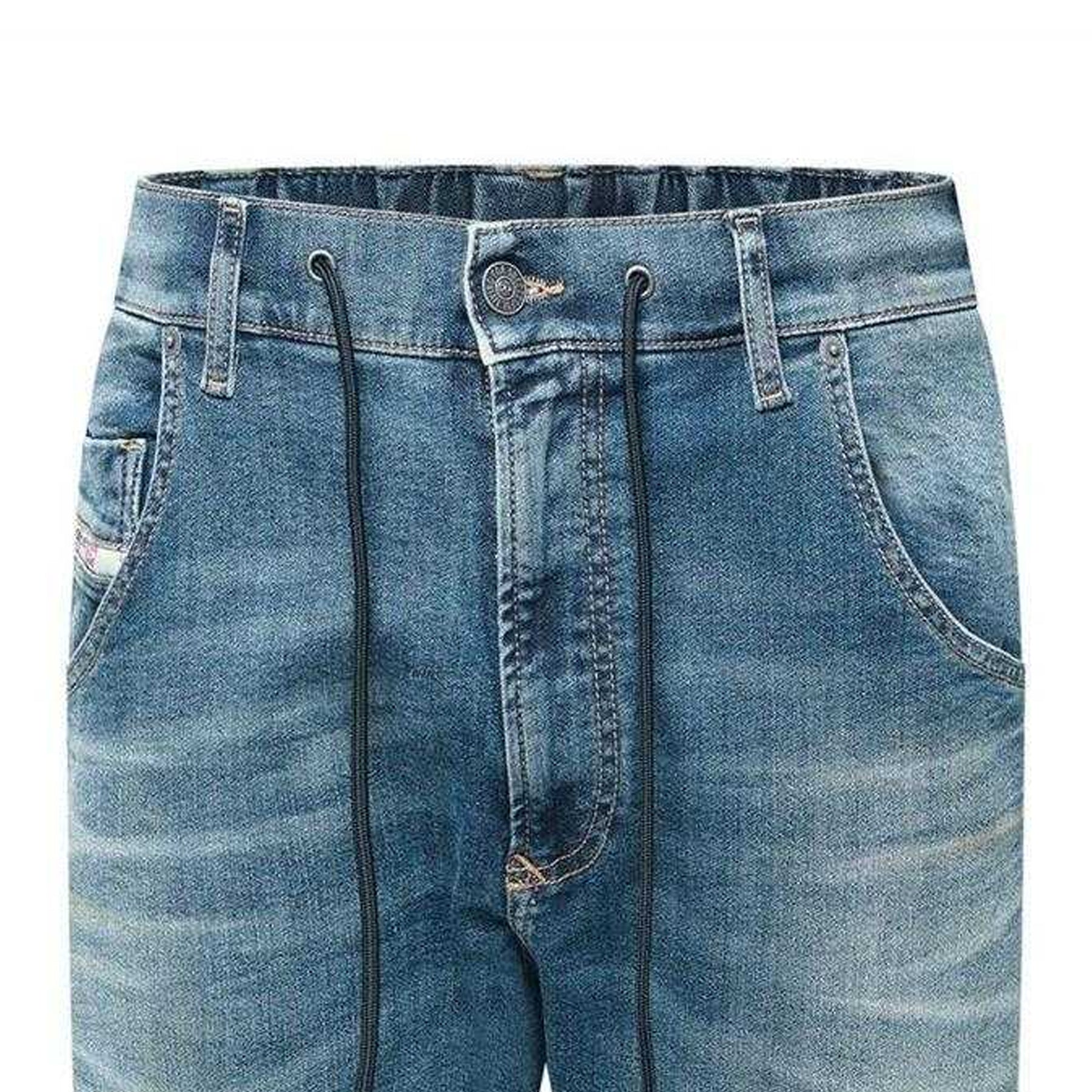 Blue Denim - Side - Diesel Mens Krooley-E-NE Tapered Jeans