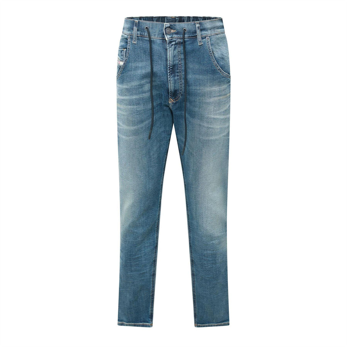 Blue Denim - Front - Diesel Mens Krooley-E-NE Tapered Jeans