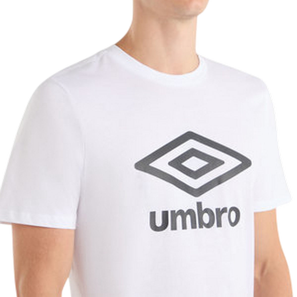 White - Side - Umbro Childrens-Kids Big Logo Crew Neck T-Shirt