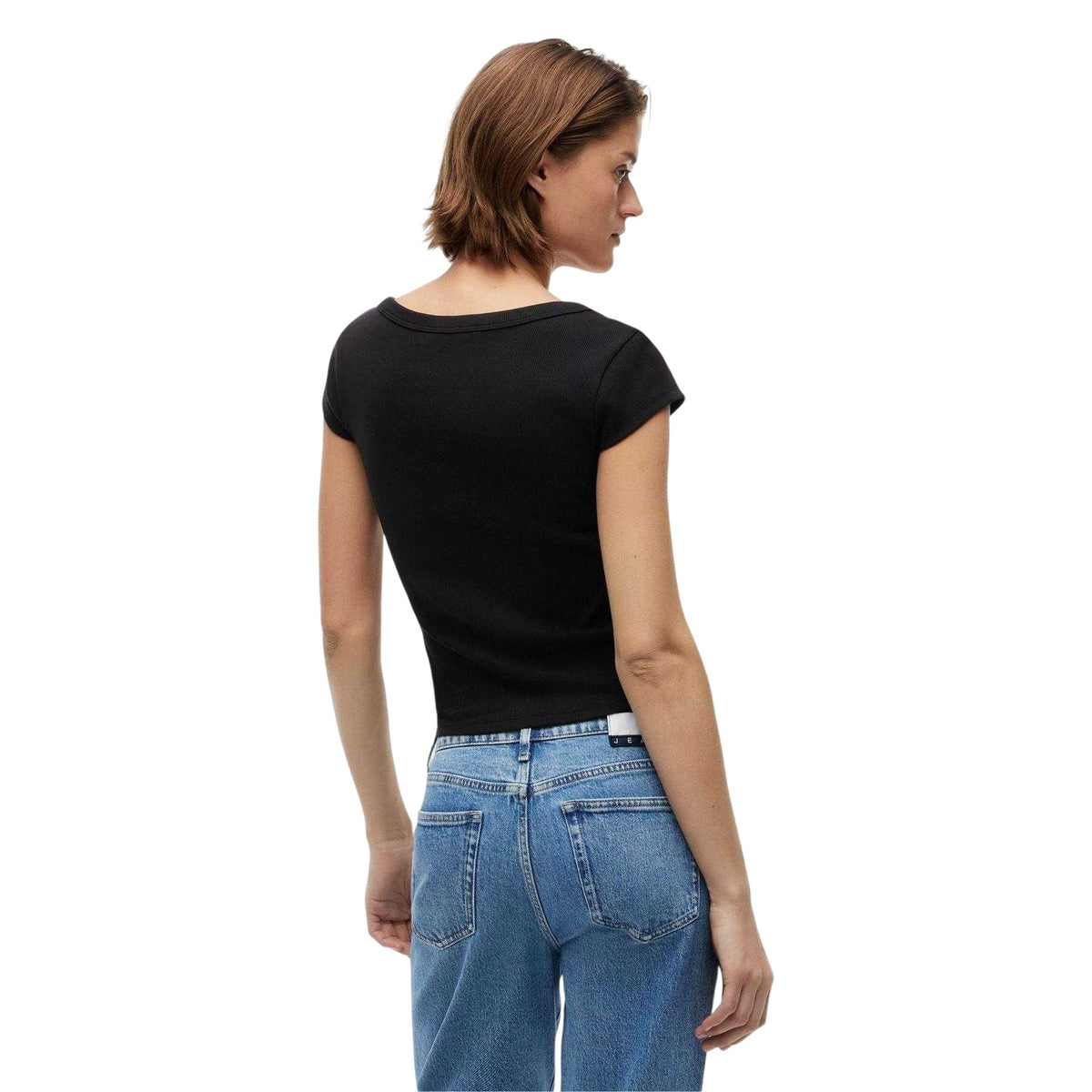 Black - Back - Tommy Jeans Womens-Ladies Embroidered Logo Slim T-Shirt