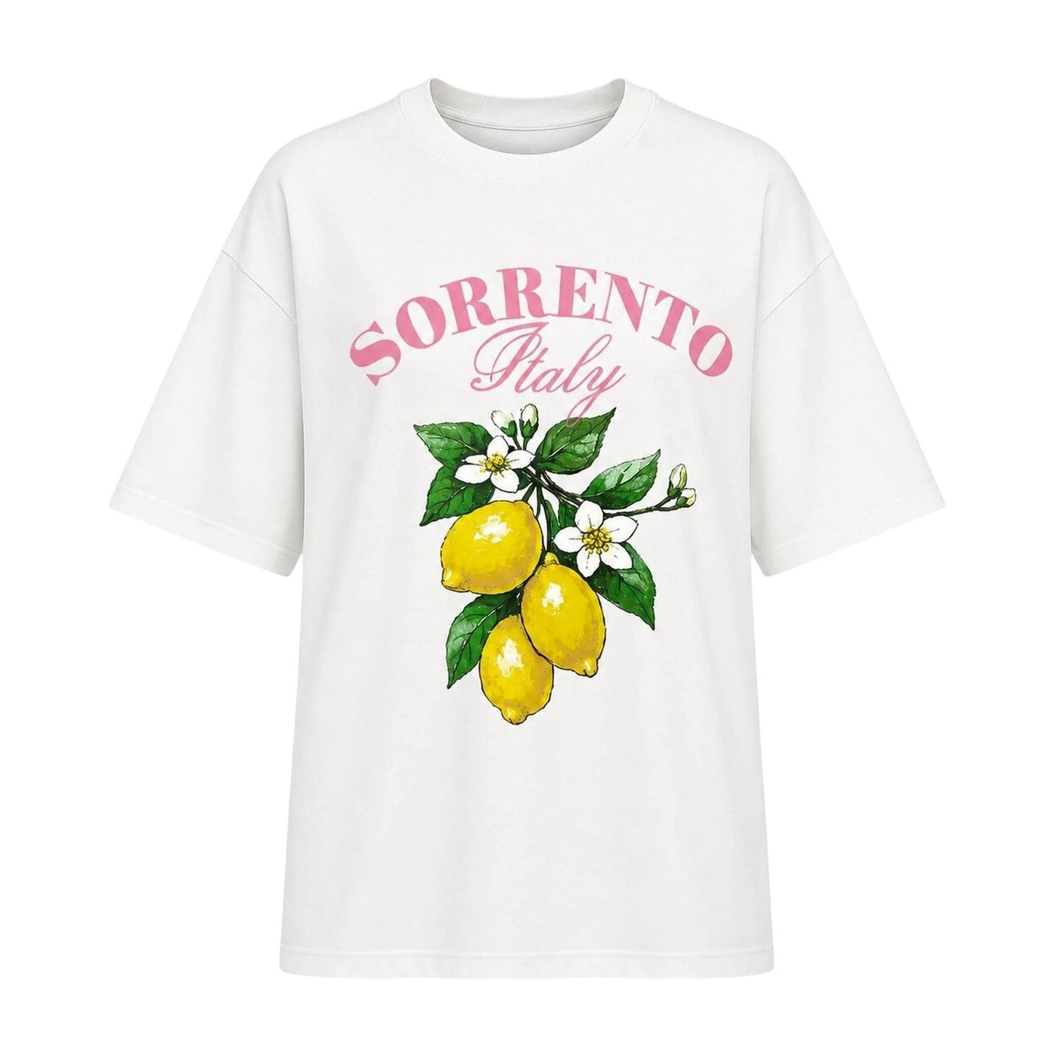 Multicoloured - Front - I Saw It First Womens-Ladies Sorrento Italy Lemon Oversized T-Shirt