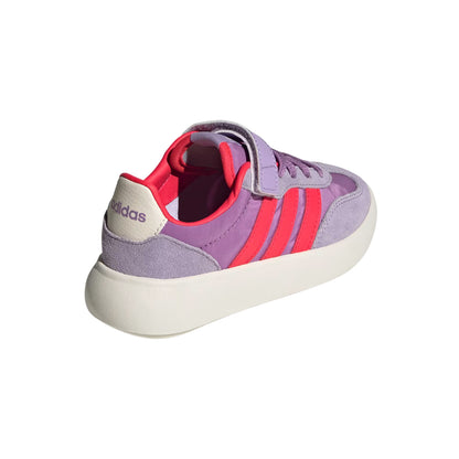 Purple - Back - Adidas Childrens-Kids Barreda Decode 3 Stripes Suede Platform Trainers