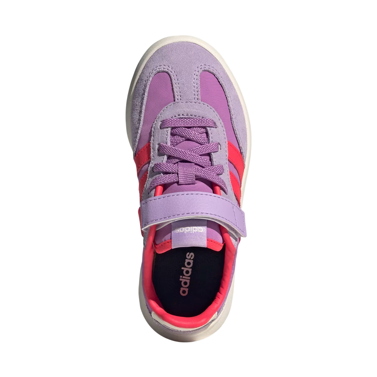 Purple - Side - Adidas Childrens-Kids Barreda Decode 3 Stripes Suede Platform Trainers