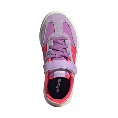 Purple - Side - Adidas Childrens-Kids Barreda Decode 3 Stripes Suede Platform Trainers