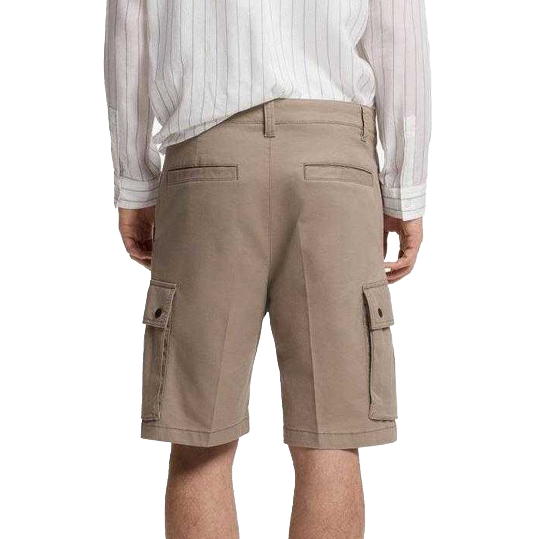 Brown - Back - Hugo Mens Stretch Cargo Shorts