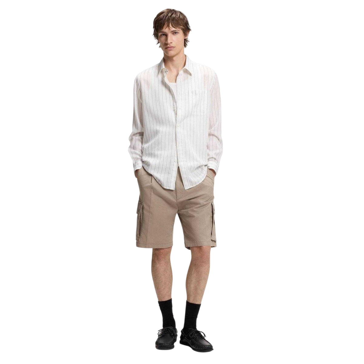 Brown - Lifestyle - Hugo Mens Stretch Cargo Shorts