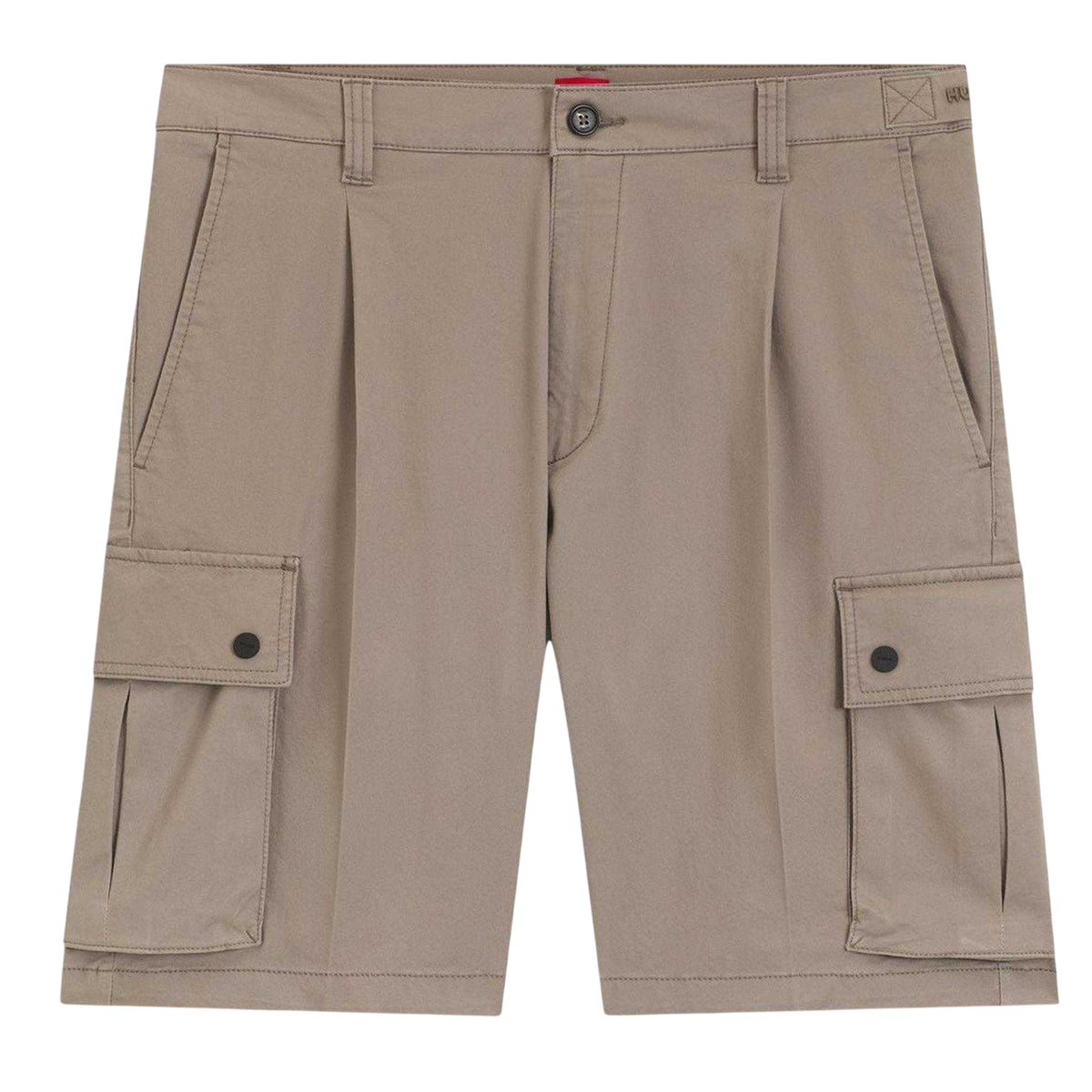 Brown - Front - Hugo Mens Stretch Cargo Shorts