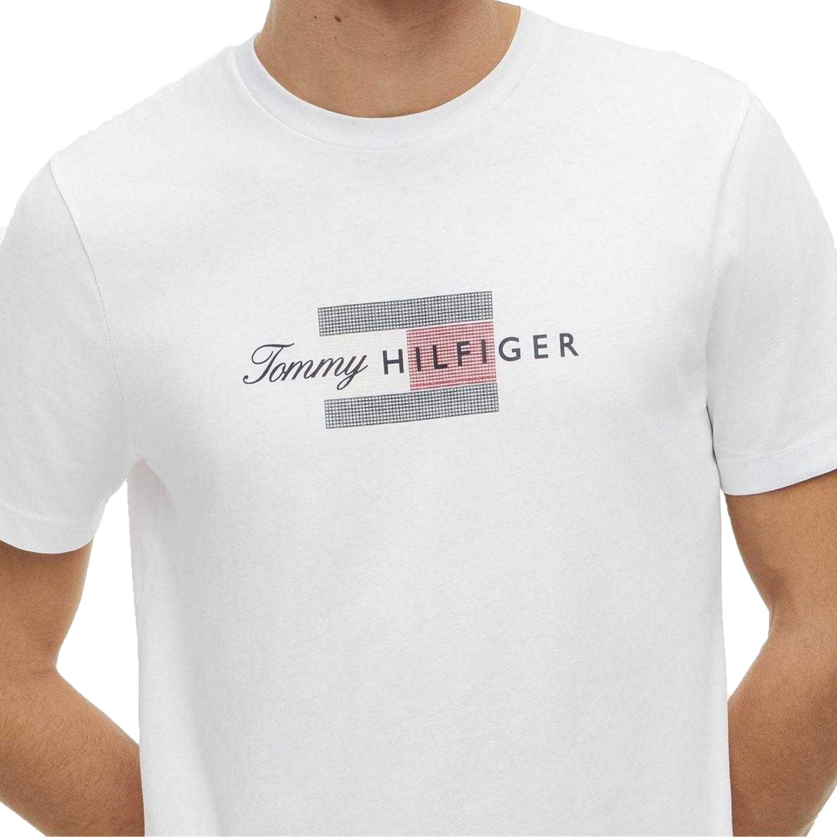 White - Lifestyle - Tommy Hilfiger Mens Script Logo T-Shirt