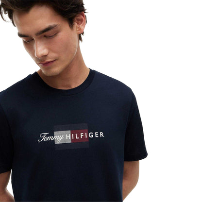 Desert Sky - Side - Tommy Hilfiger Mens Script Logo T-Shirt