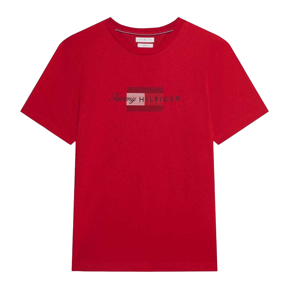 Red - Front - Tommy Hilfiger Mens Script Logo T-Shirt