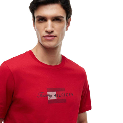 Red - Back - Tommy Hilfiger Mens Script Logo T-Shirt