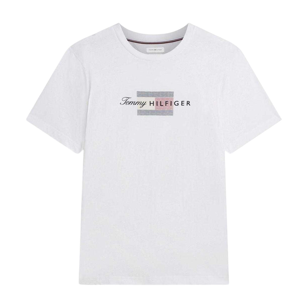 White - Back - Tommy Hilfiger Mens Script Logo T-Shirt