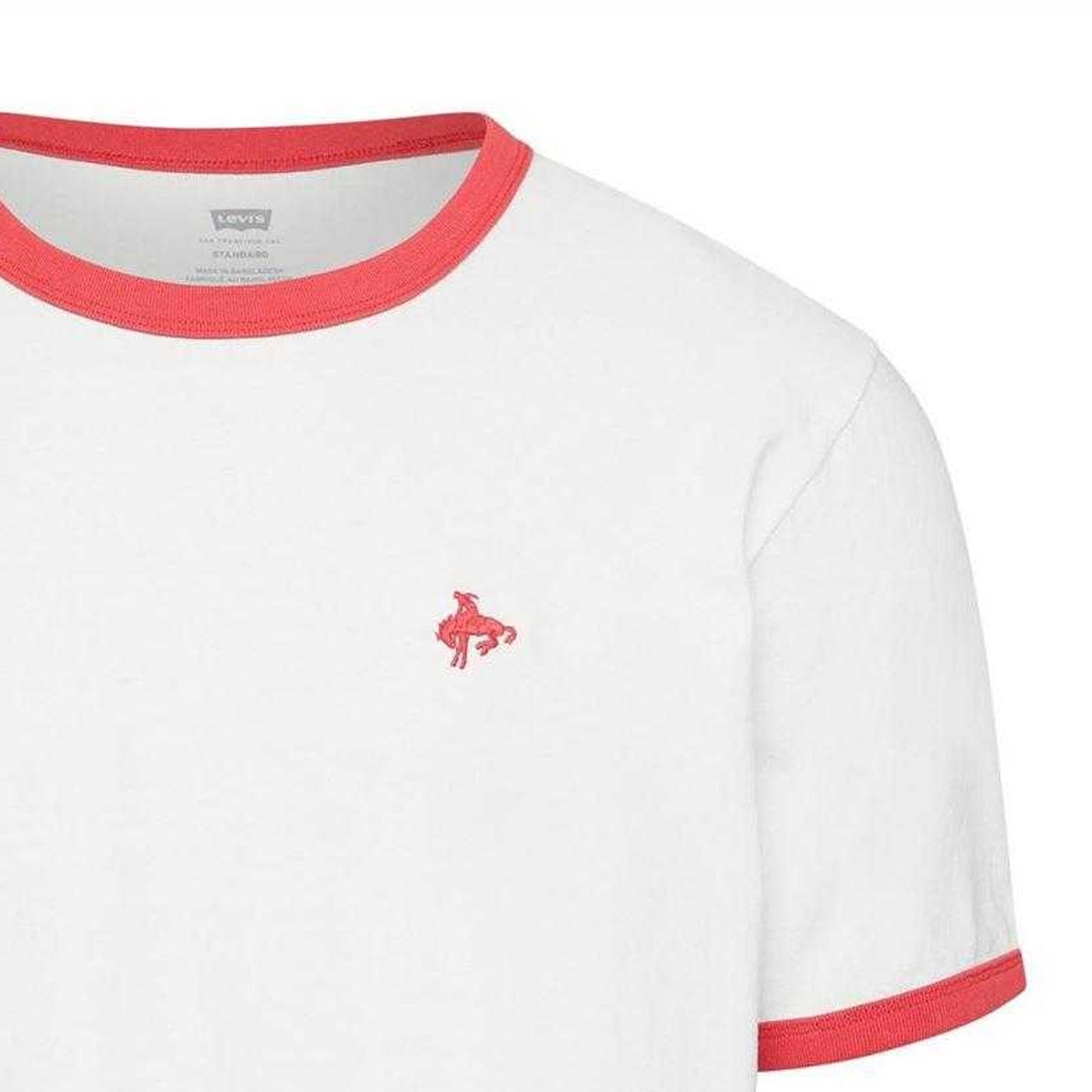 Bright White - Side - Levis Mens Embroidered Logo Ringer T-Shirt