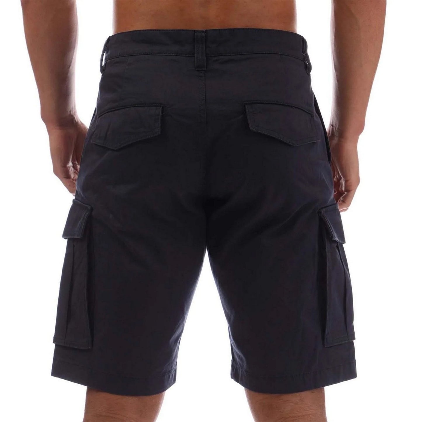 Navy - Back - Gant Mens Twill Relaxed Fit Cargo Shorts