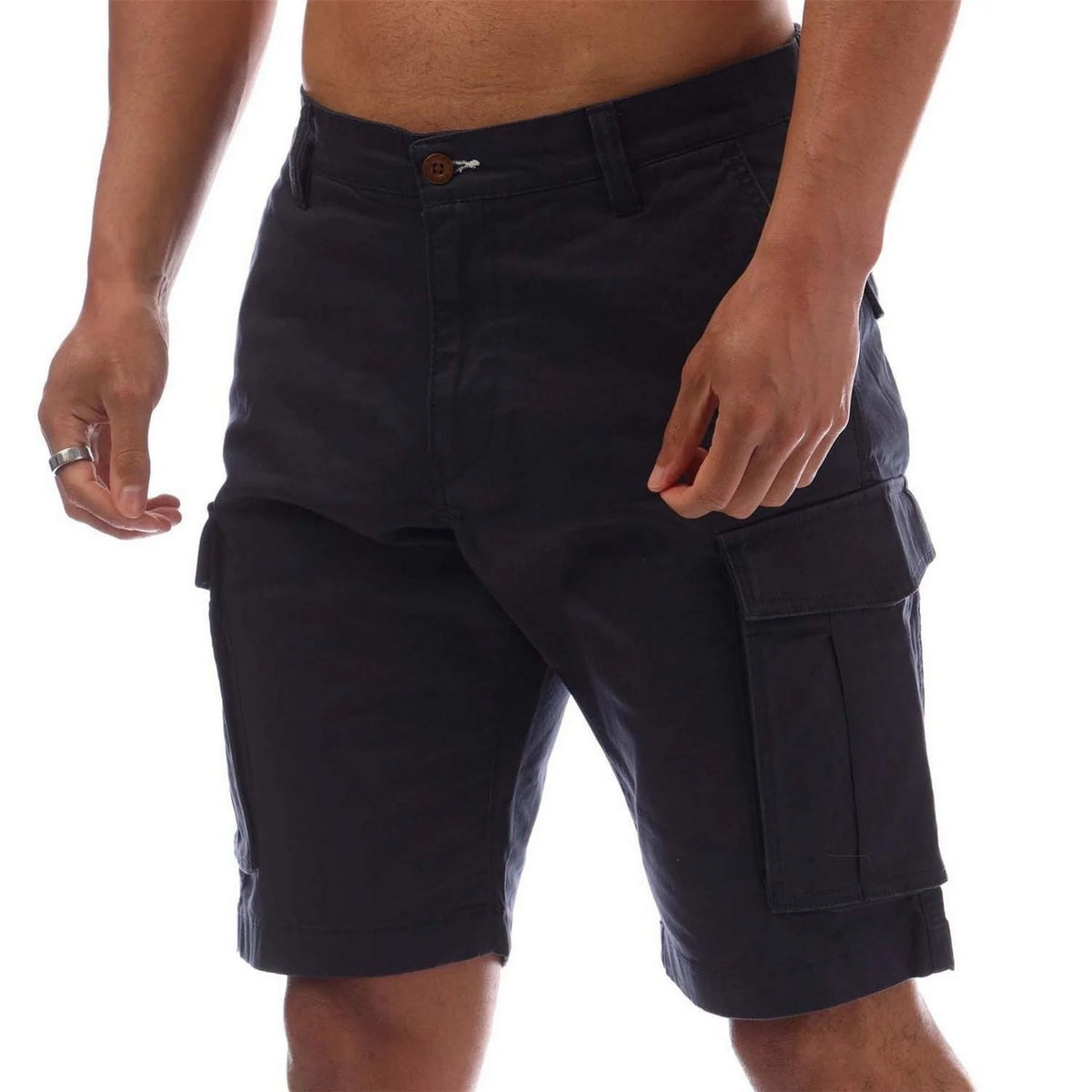 Navy - Side - Gant Mens Twill Relaxed Fit Cargo Shorts