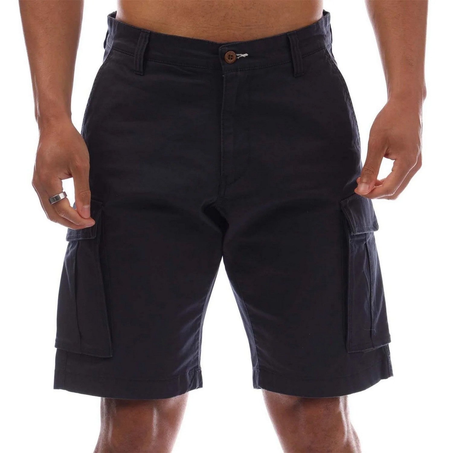 Navy - Front - Gant Mens Twill Relaxed Fit Cargo Shorts