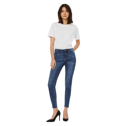 Mid Blue - Lifestyle - Vero Moda Womens-Ladies Tilde Zip-Off Skinny Jeans