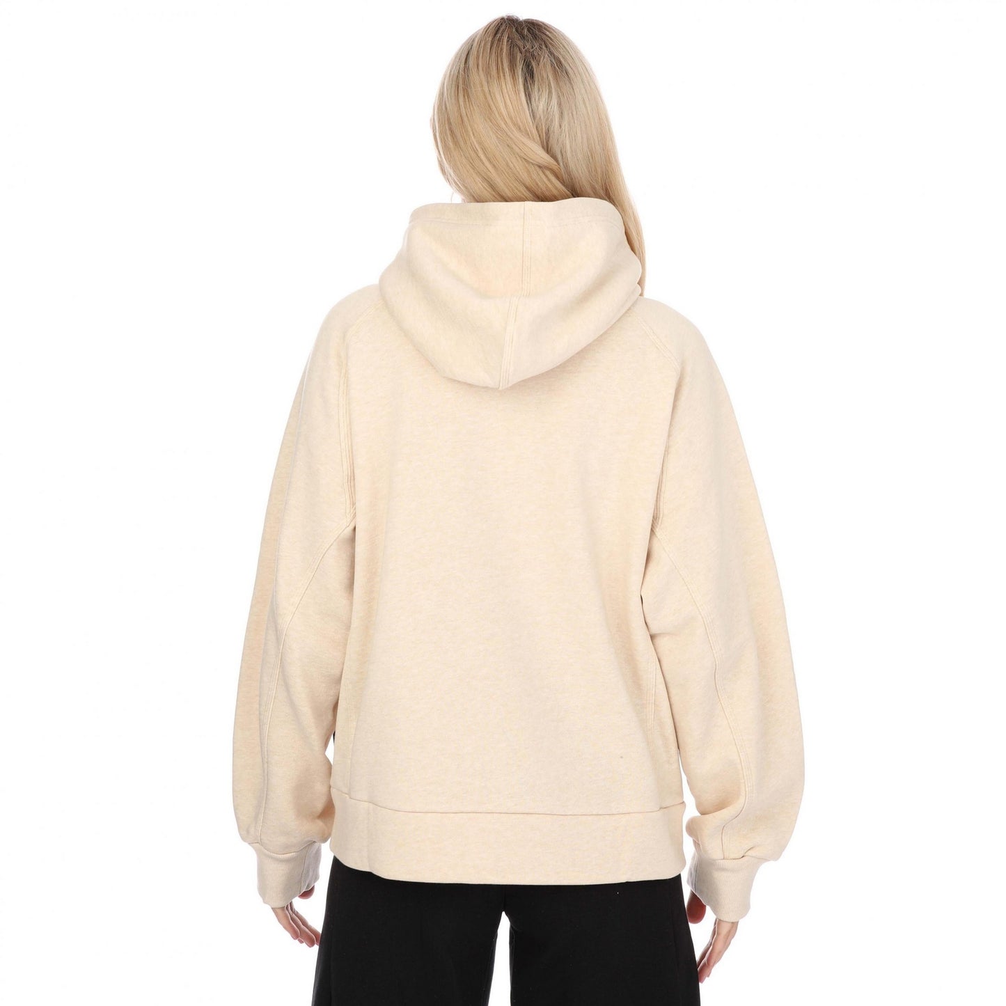 Beige - Back - Adidas Womens-Ladies Studio Lounge Fleece Full Zip Hoodie