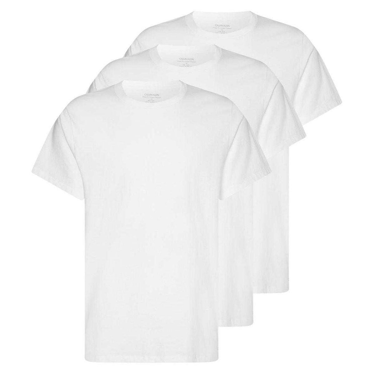 White - Front - Calvin Klein Mens Plain T-Shirt (Pack of 3)