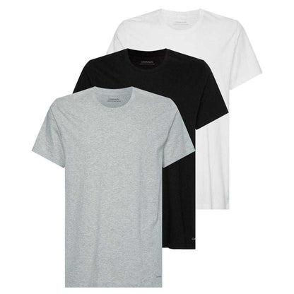 Black-White-Grey - Front - Calvin Klein Mens Plain T-Shirt (Pack of 3)