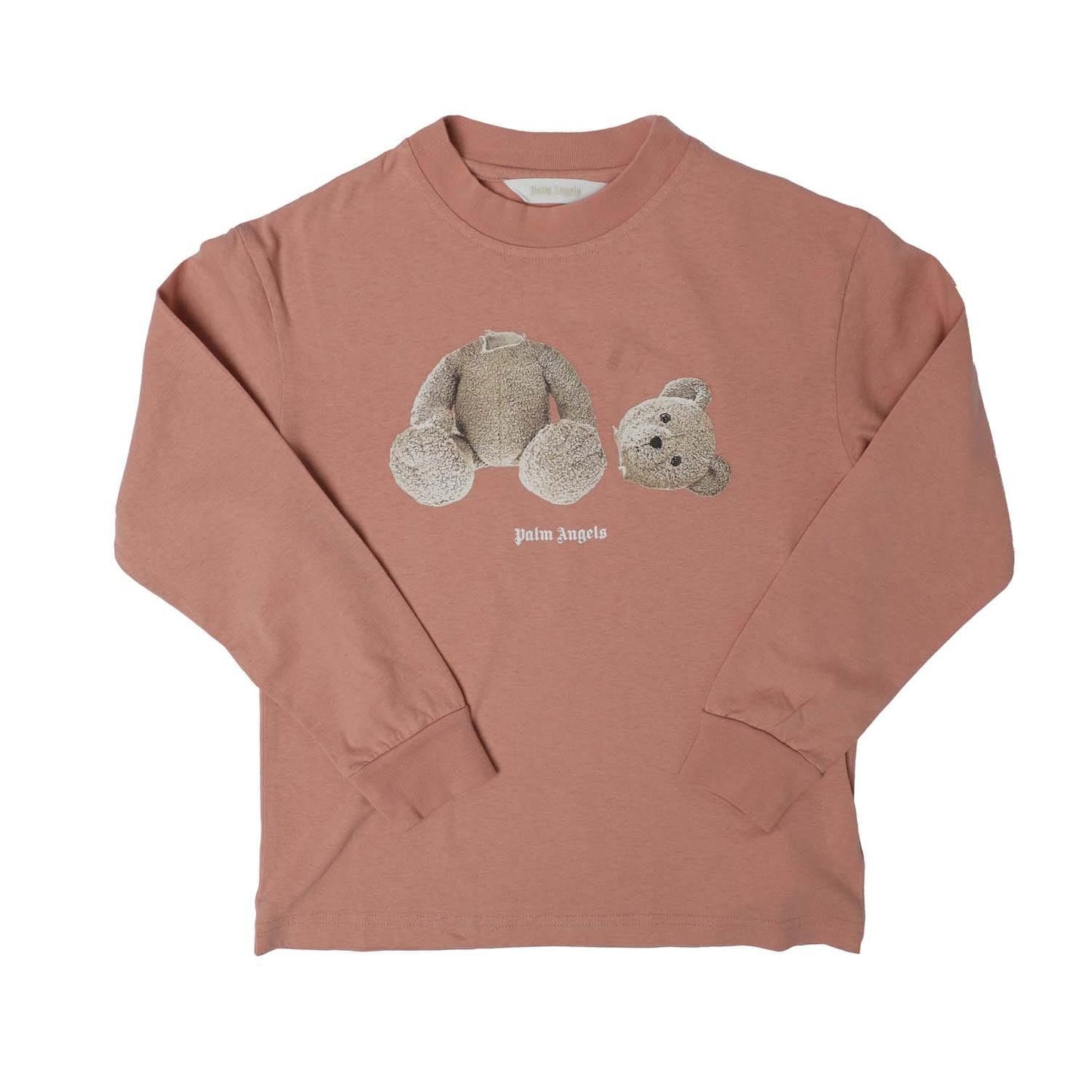 Pink - Front - Palm Angels Childrens-Kids Bear Long-Sleeved T-Shirt