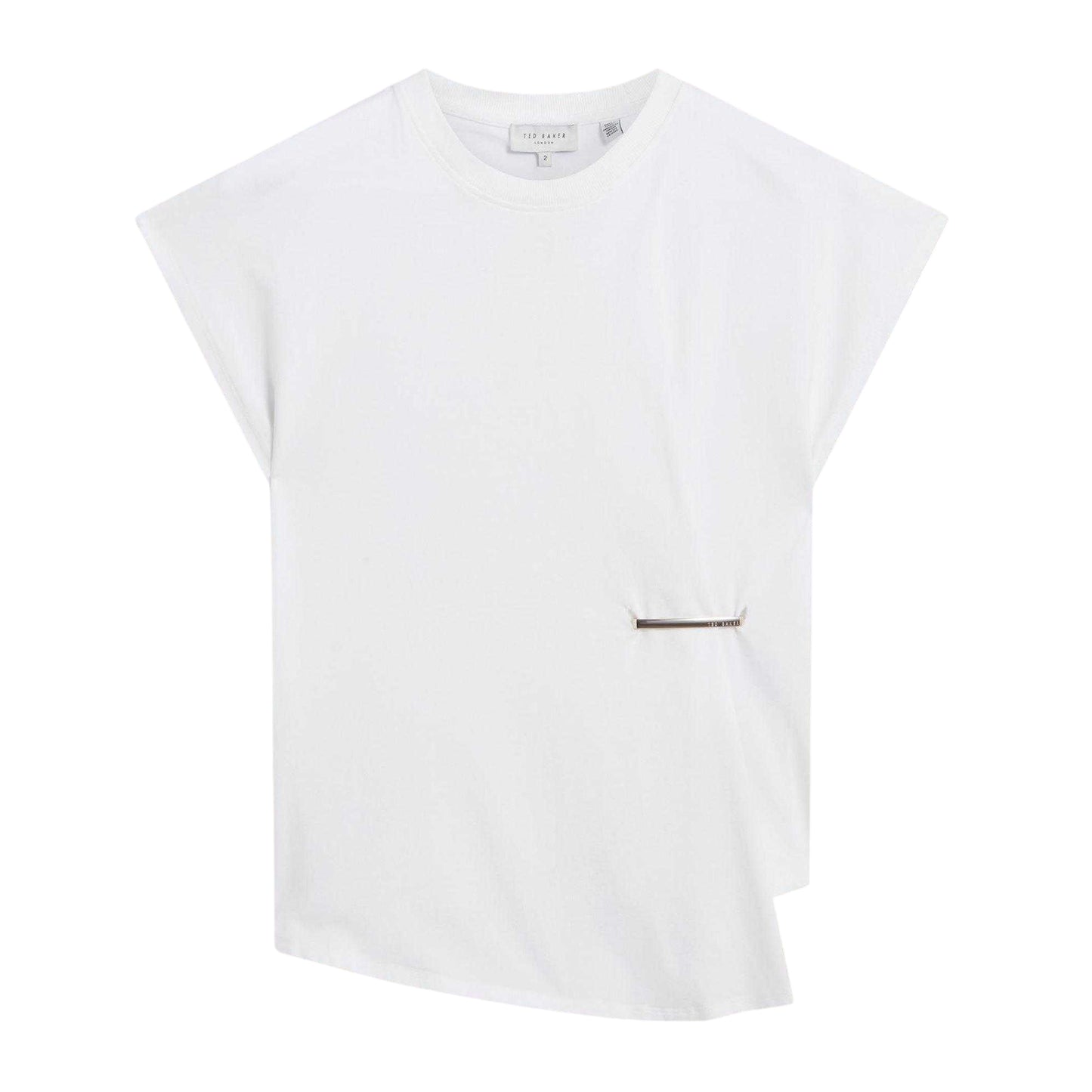 White - Front - Ted Baker Womens-Ladies Waist Metal Trim T-Shirt