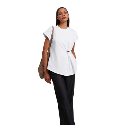 White - Lifestyle - Ted Baker Womens-Ladies Waist Metal Trim T-Shirt