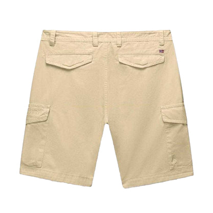 Beige - Back - Napapijri Mens Deline Cotton Blend Cargo Shorts