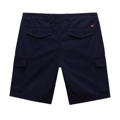 Marine Blue - Back - Napapijri Mens Deline Cotton Blend Cargo Shorts