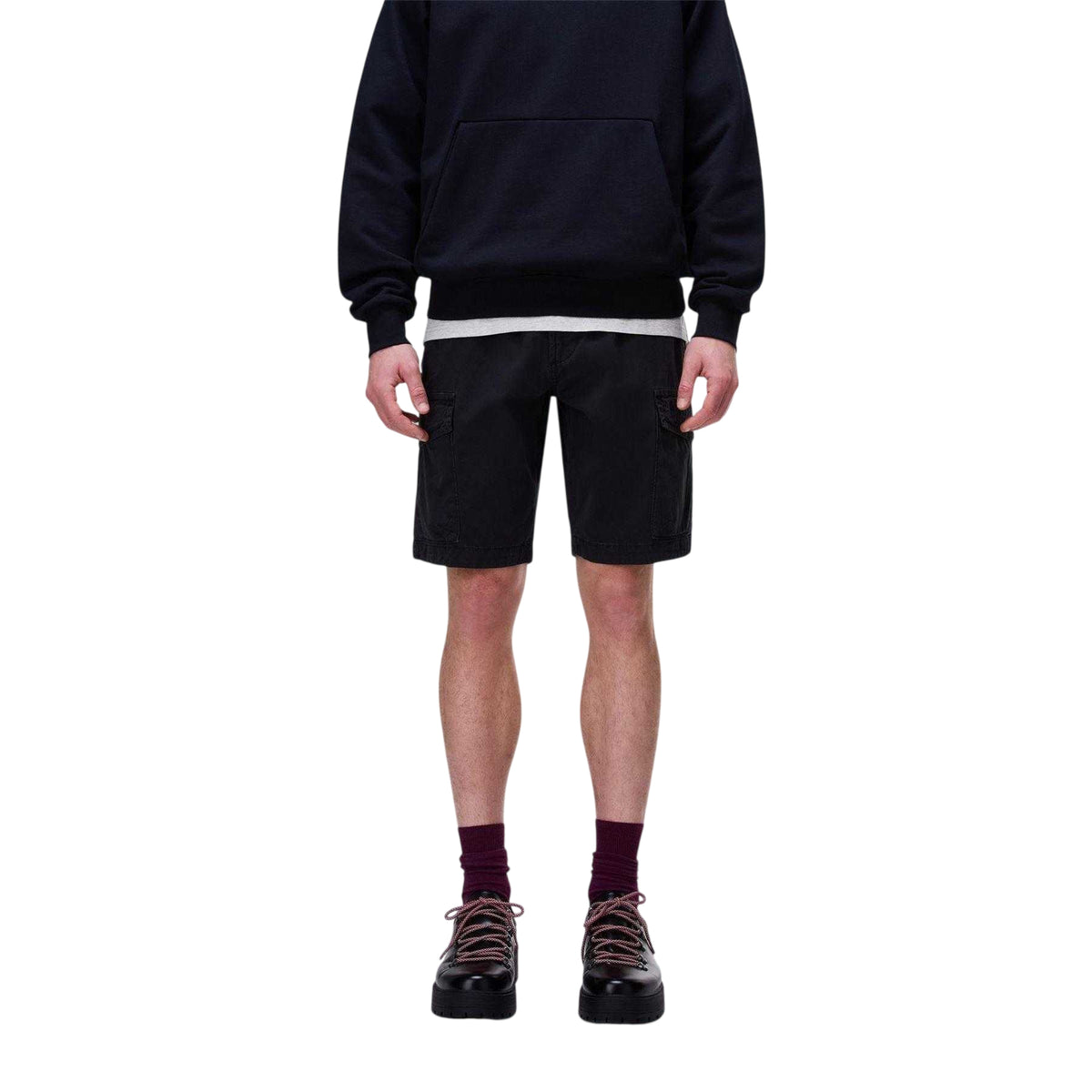 Black - Side - Napapijri Mens Deline Cotton Blend Cargo Shorts