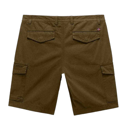 Green - Back - Napapijri Mens Deline Cotton Blend Cargo Shorts