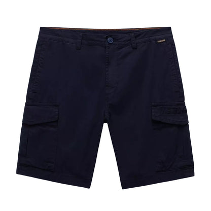Marine Blue - Front - Napapijri Mens Deline Cotton Blend Cargo Shorts