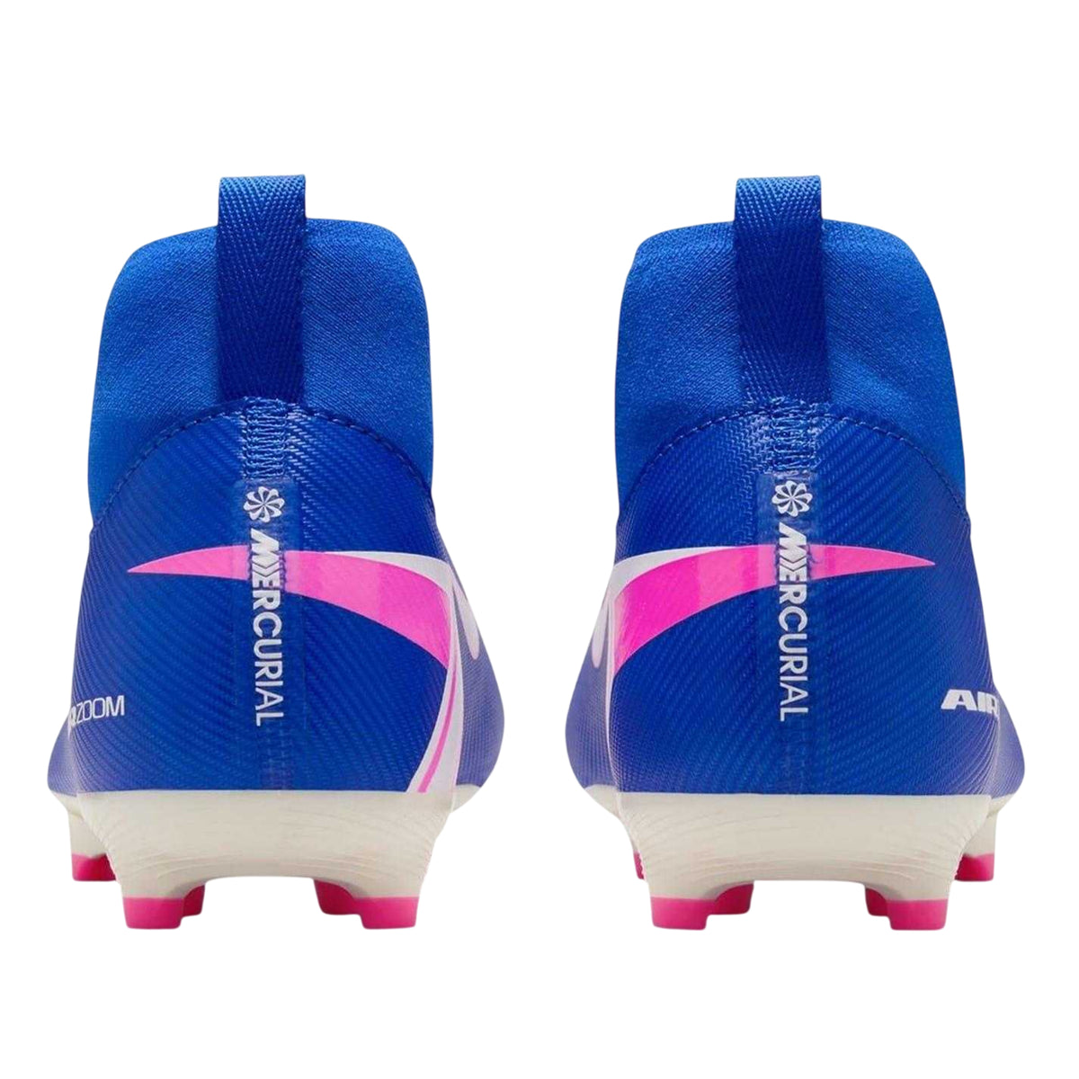 Blue-White-Pink - Back - Nike Childrens-Kids Zoom Mercurial Superfly 10 Academy Firm Ground Football Boots