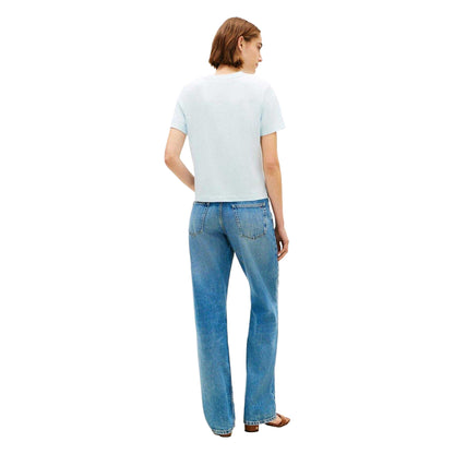 Blue - Back - Tommy Hilfiger Womens-Ladies Script Logo T-Shirt