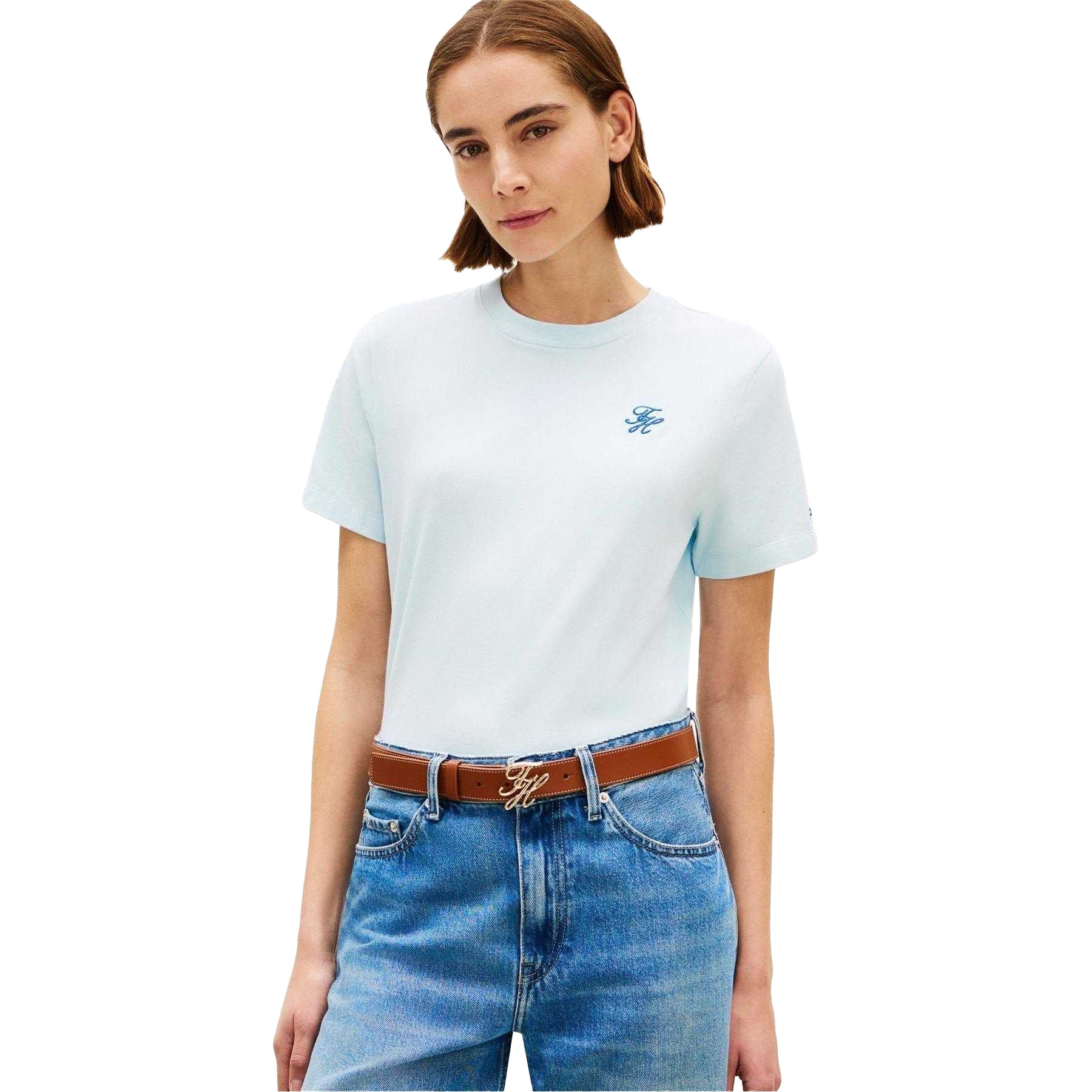 Blue - Lifestyle - Tommy Hilfiger Womens-Ladies Script Logo T-Shirt