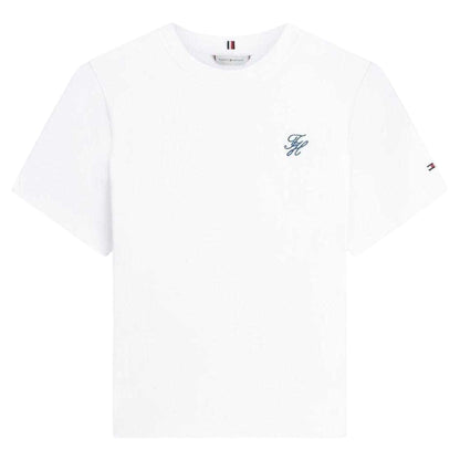 Blue - Pack Shot - Tommy Hilfiger Womens-Ladies Script Logo T-Shirt