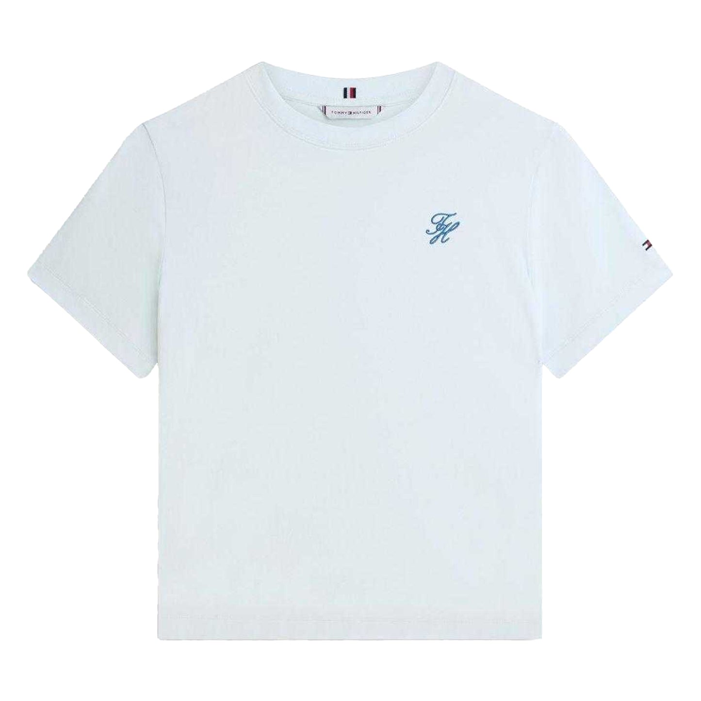 Blue - Front - Tommy Hilfiger Womens-Ladies Script Logo T-Shirt