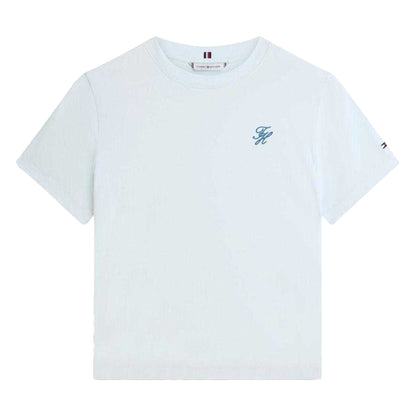 Blue - Front - Tommy Hilfiger Womens-Ladies Script Logo T-Shirt