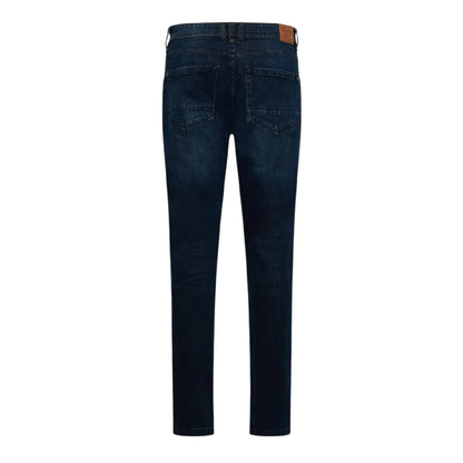 Dark Wash - Back - Crosshatch Mens Plain Slim Jeans